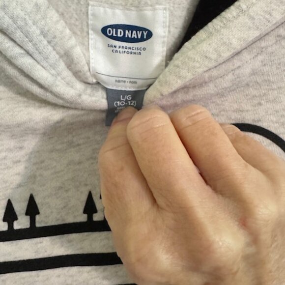 Old Navy Boy's Graphic Dynamic Fleece Pullover with Hood Light Gray Sz Large - Picture 3 of 8